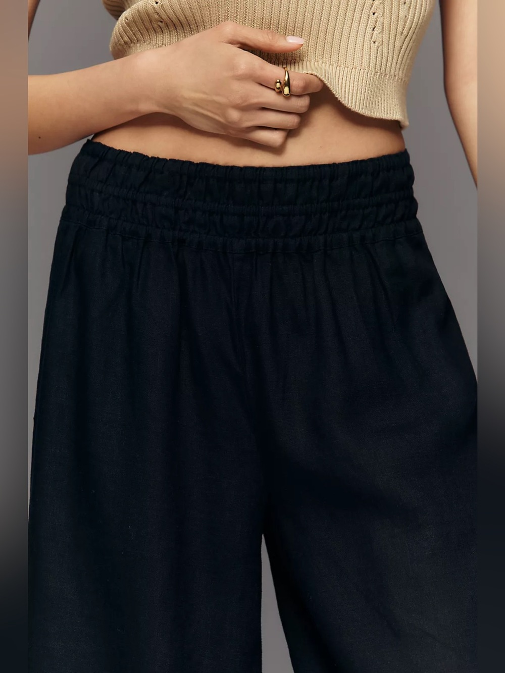 Anthropologie Somerset 100% Linen Pull-On Pants Size XS Black - Picture 15 of 15